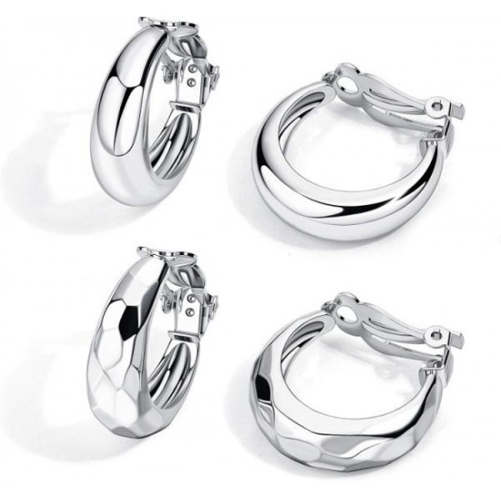 2 Pairs Geometric Chunky Hoop Clip Earrings For Women Fashion Non Pierced Clip On Earrings Jewelry 2 Pairs Geometric Chunky Hoop Clip Earrings For Women Fashion Non Pierced Clip On Earrings Jewelry